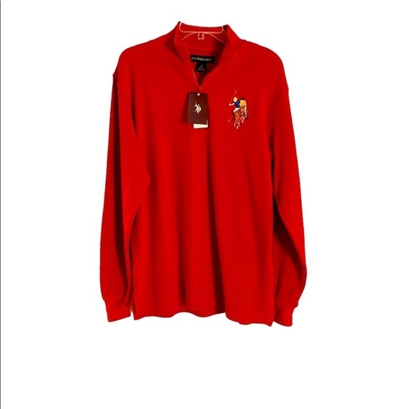 U.S. Polo Assn. Tops - NEW US Polo Association Red Sweatshirt Big Pony Long Sleeve Pull On Small